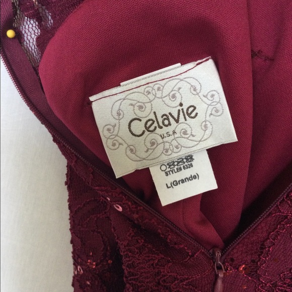 Burgundy,Wine,Midi dress,Large,Celavie,Lace - Picture 4 of 4
